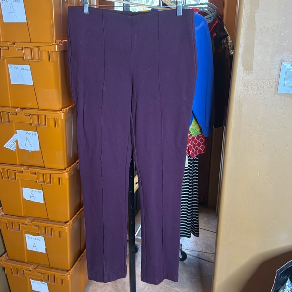Chico’s So Slimming City Chic Pants Size 10 Tall 1.5T Purple Straight Leg - Picture 2 of 6
